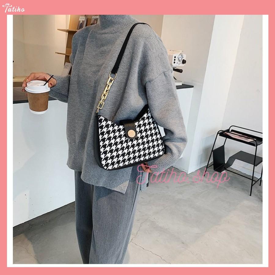 Túi Xách Kẹp Nách Họa Tiết Da Báo Ngựa Vằn &amp; HOUNDSTOOTH Form Đẹp Sang Trọng Dạo Phố - Mã