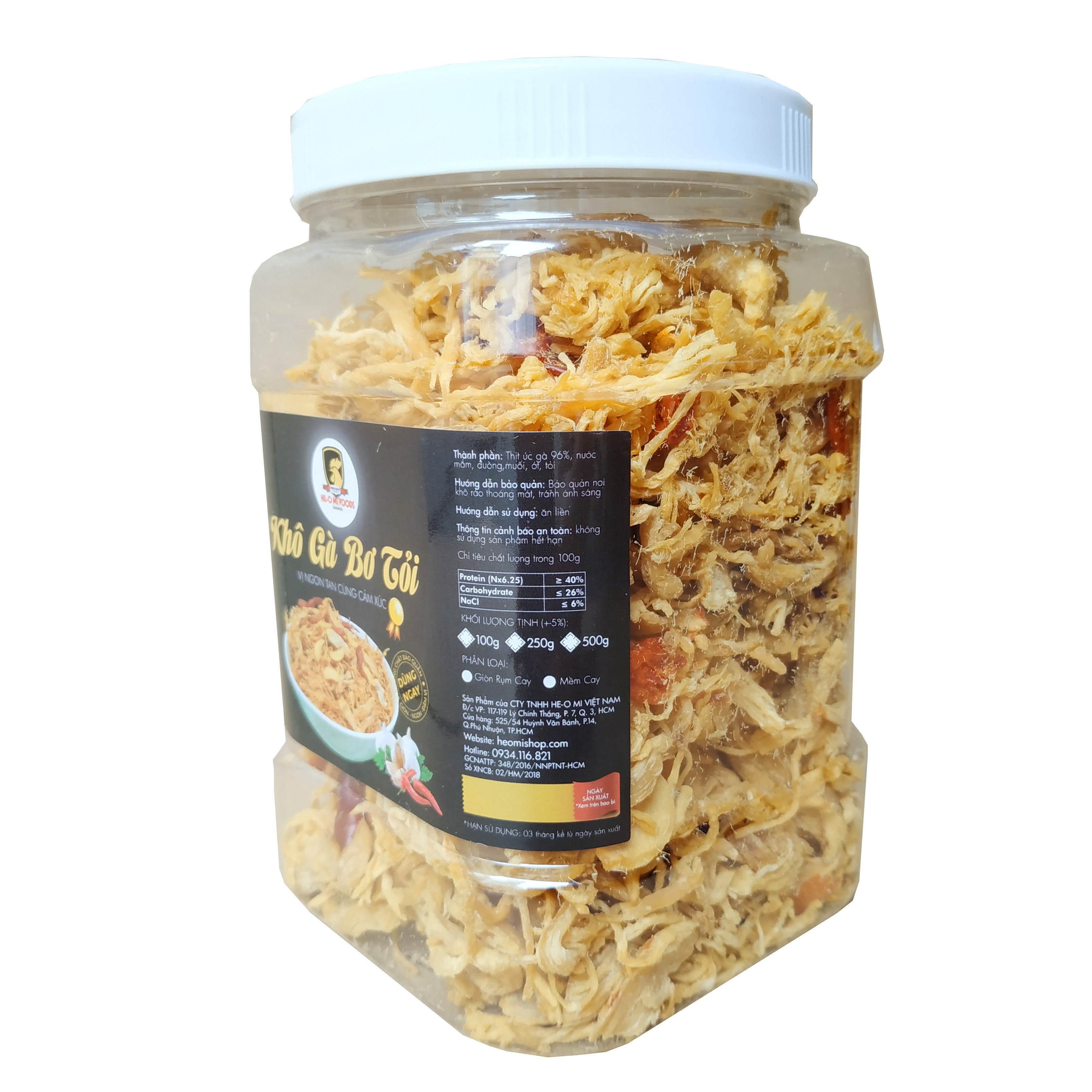 Khô gà bơ tỏi giòn cay Heo Mi 500g