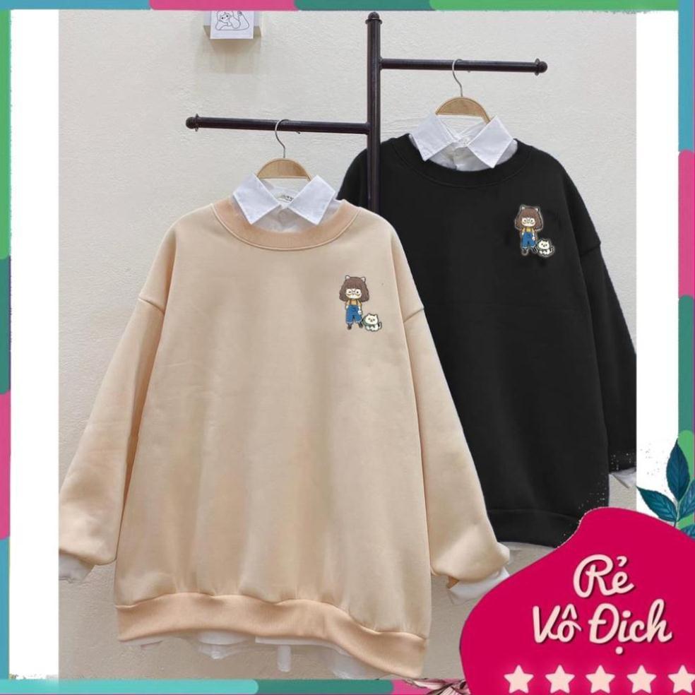Áo Sweater Cô Chủ và Cún Con form rộng, áo sweater Cô Chủ và Cún Con phong cách oversize unisex