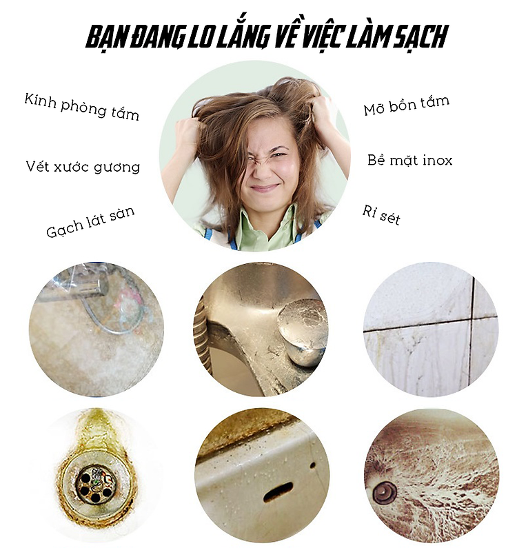 Chai Tẩy Cặn Canxi Vết ỐTrên Thiết Bị Inox Vách Kính Bồn Sứ Gạch Men Cao Cấp 500ml