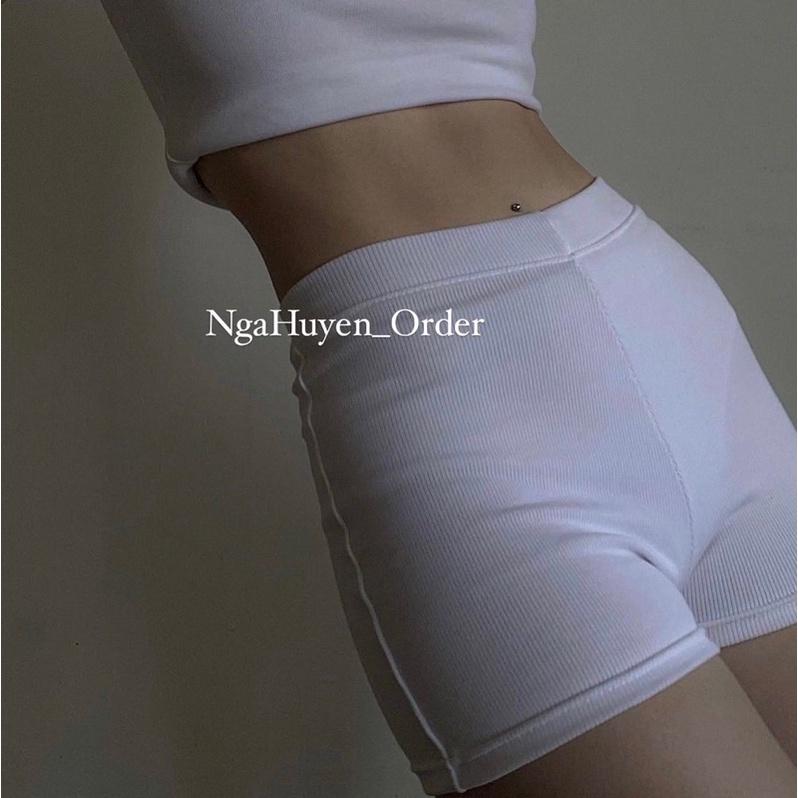 Quần Knit Short Trendy Đùi năng động chất bo gân tăm dày tôn dáng chiều cao nâng mông