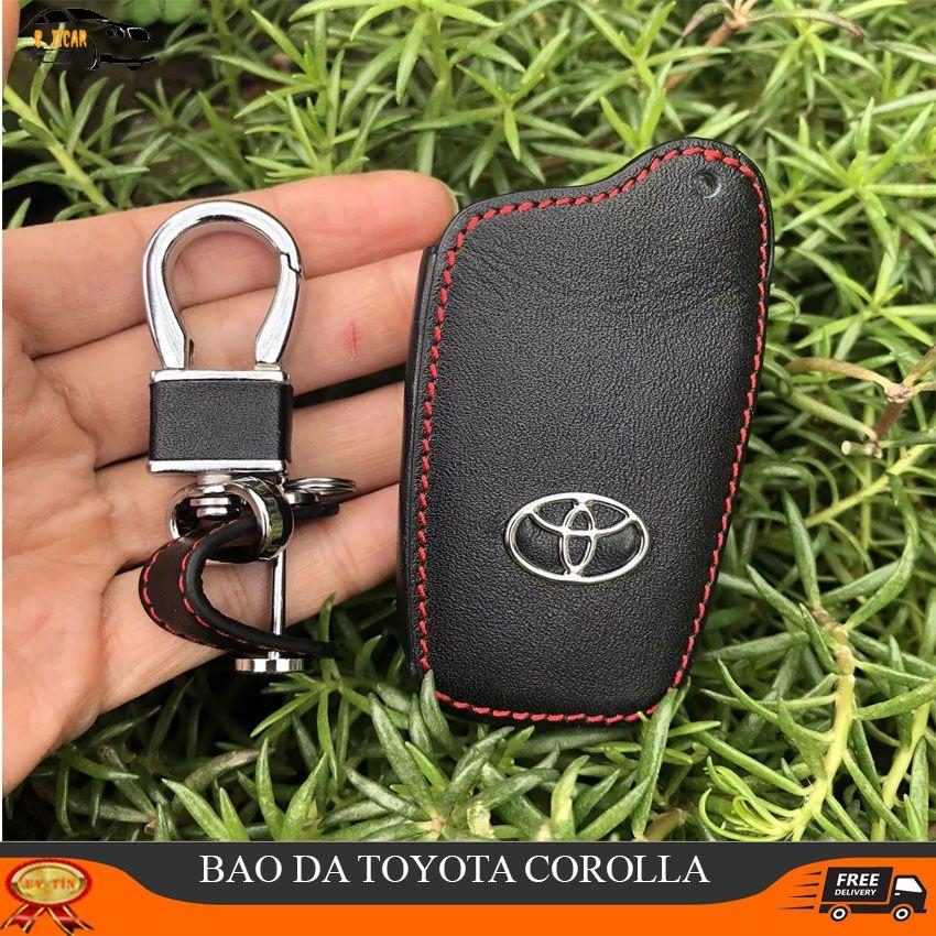 Bao da, ốp móc chìa khóa TOYOTA Corolla Cross cam kết da thật siêu bền, có logo kim loại nổi