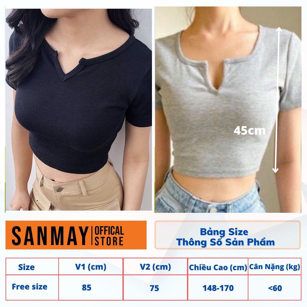 Áo Croptop Cổ Vuông SANMAY Croptop Kiểu Tay Ngắn Ôm Body Sexy Ulzzang Hàn Quốc AO040