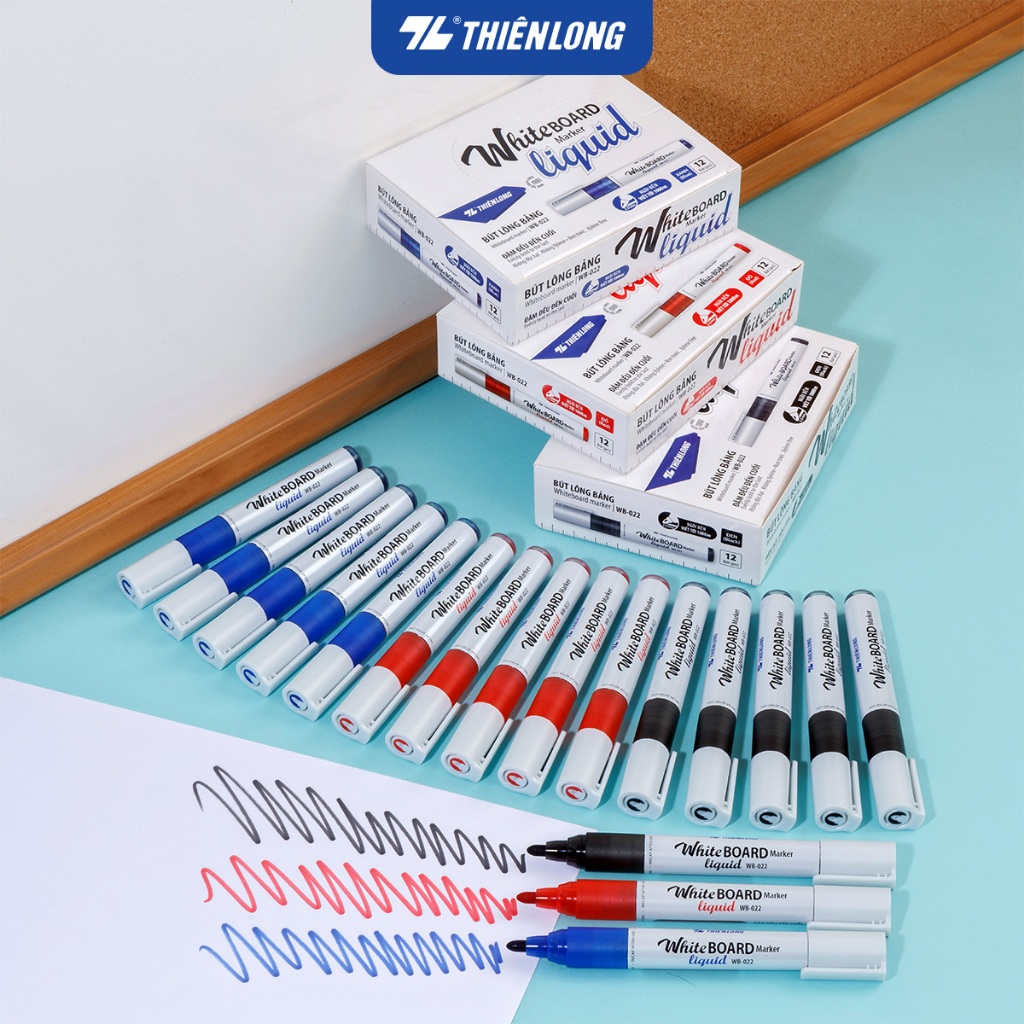 [BÁN LẺ] Bút lông bảng Thiên Long WB-022 - Whiteboard Marker Liquid - đầu 2.5 mm, chống lăn, dễ xóa