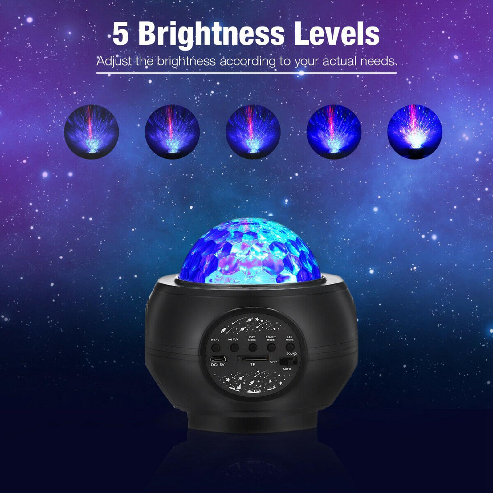 LED Star Projector Night Light, Galaxy Projector Bluetooth Speaker Starry Ocean Wave Lights Lamp for Christmas Birthday Party Stage Bedroom Wedding