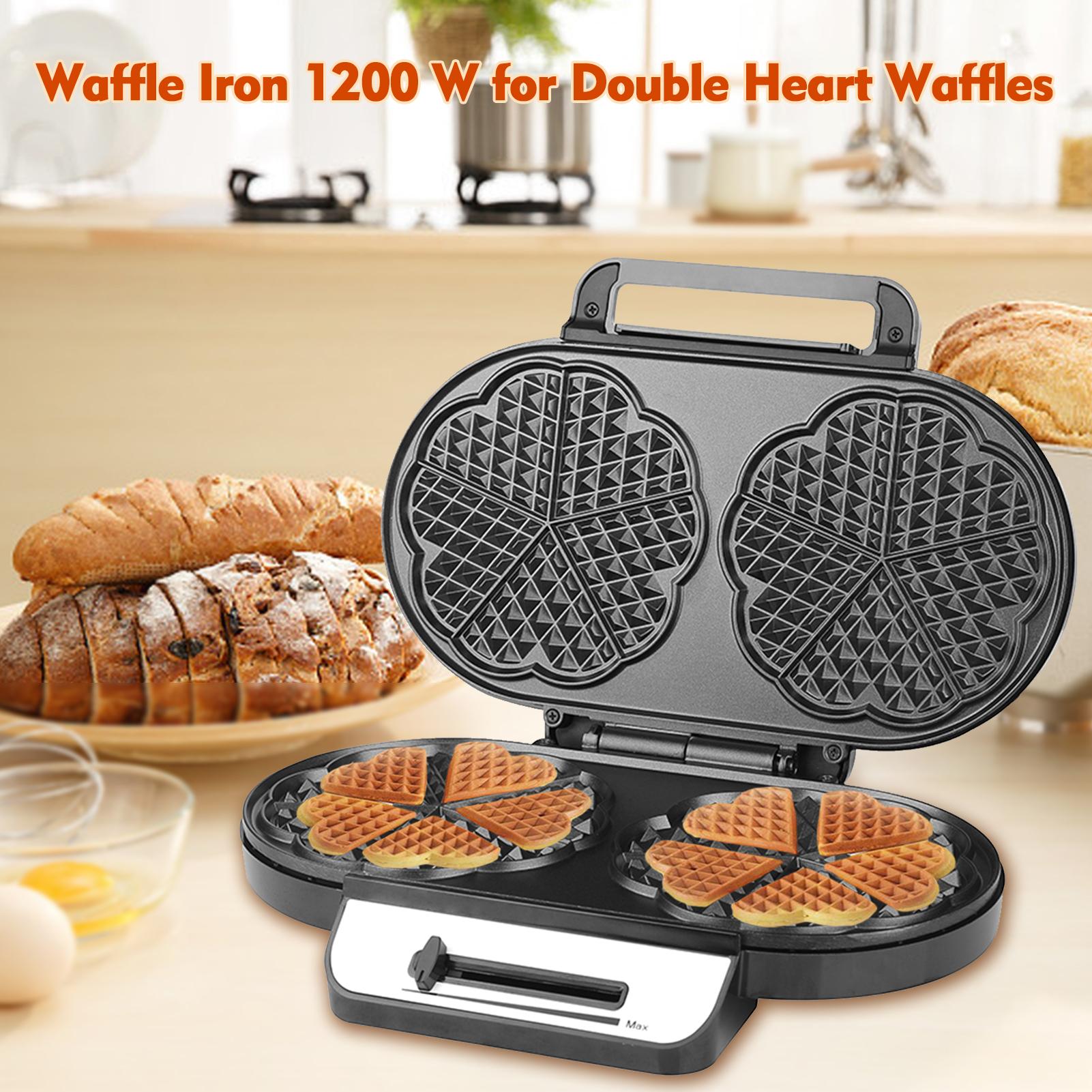Waffle Iron 1200 W Máy làm bánh quế đôi trái tim kiểm soát nhiệt độ liên tục cong xuất 1200w