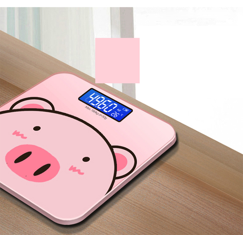 Cân sức khỏe điện tử Heo Hồng - Màn LCD - Pin AAA (KHÁC VỚI LOẠI DÙNG PIN SẠC)
