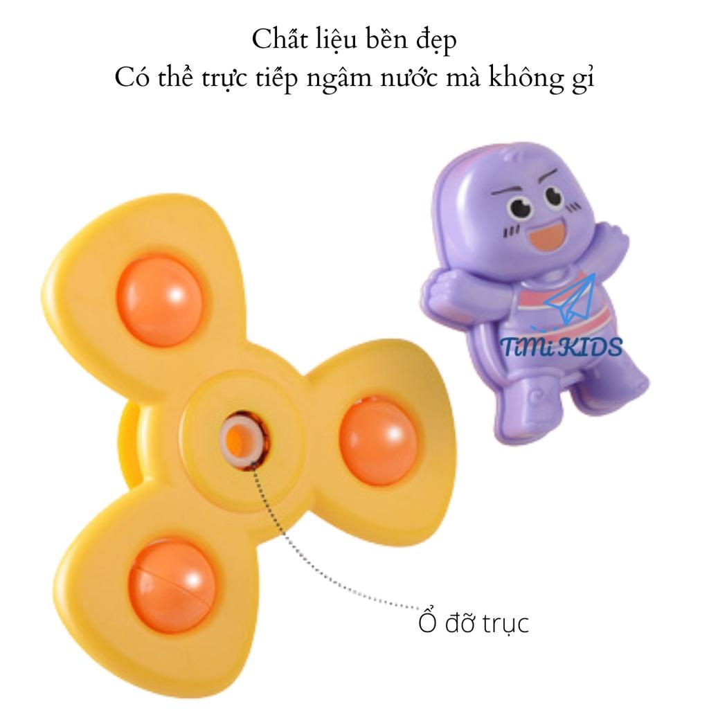 Bộ 03 Spinner con quay cho bé có đế hít giúp bé luyện tập đầu ngón tay, con quay spiner đồ chơi nhà tắm cho bé