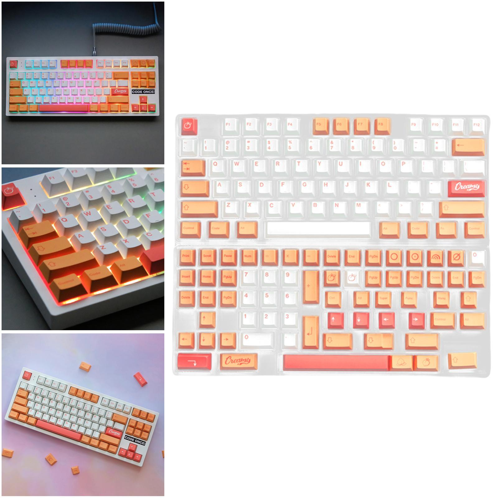 Universal 141 Keys PBT Keycaps, Dye Sub Cherry Profile, 6.25U Spacebar, ANSI Layout Peach Key Caps for Mechanical Gaming Keyboard Keycap Set