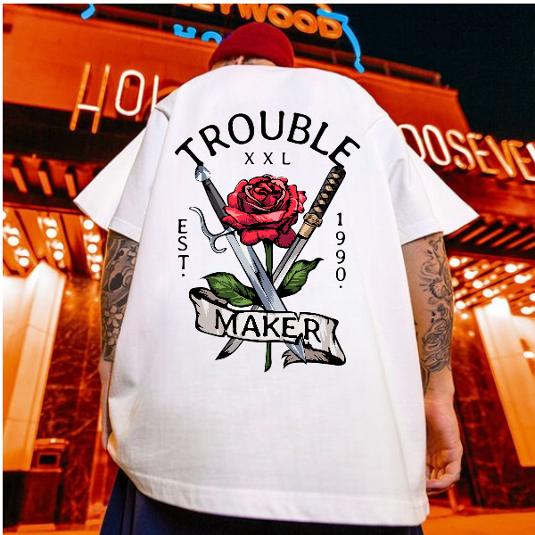 Áo Thun Nam Cổ Tròn, Áo Trouble Chất Liệu Cotton Thoáng Mát, Tay Lỡ Trẻ Trung Và Thanh Lịch - DOPEL SHOP