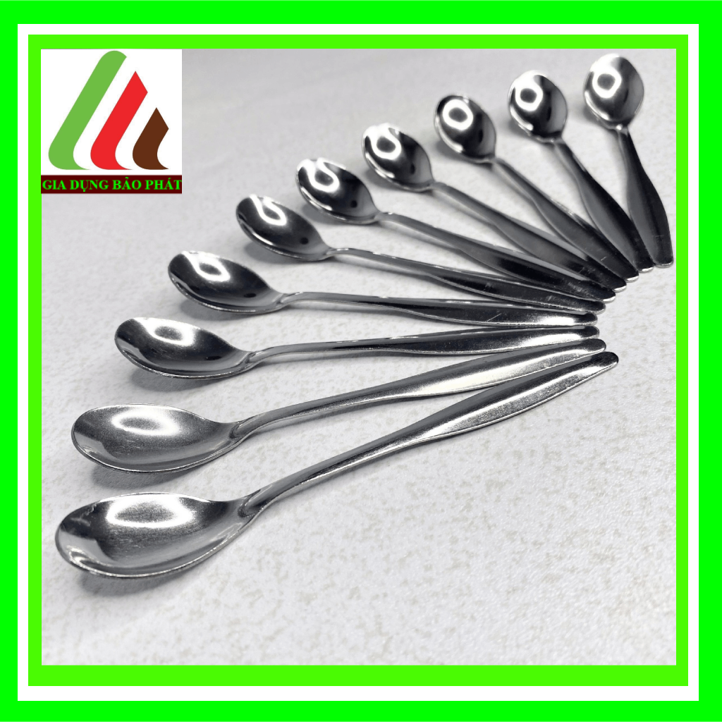 Bộ 10 muỗng / thìa inox cà phê nhỏ đơn giản đẹp dễ thương sáng bóng dày dặn cán ngắn 12,5cm