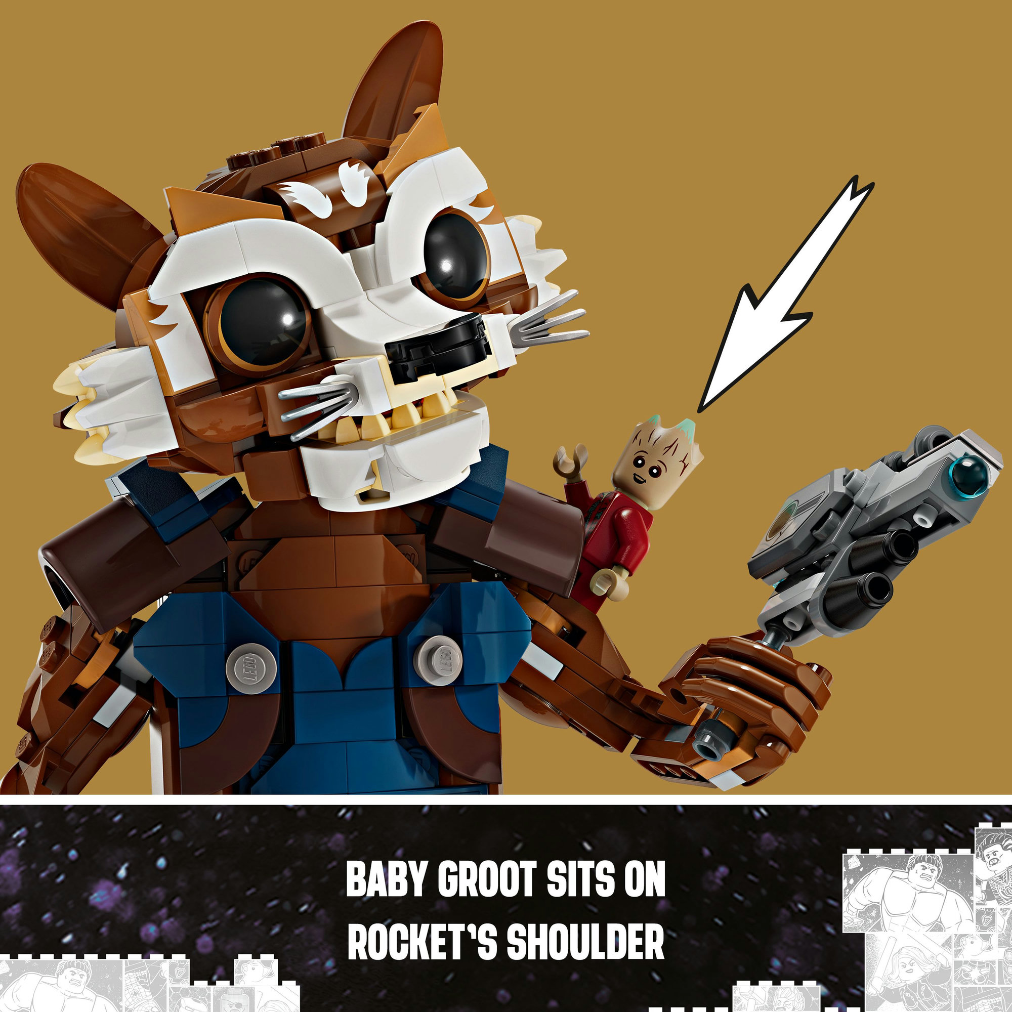 LEGO SUPERHEROES 76282 Đồ chơi lắp ráp Mô hình nhân vật Rocket (566 chi tiết)
