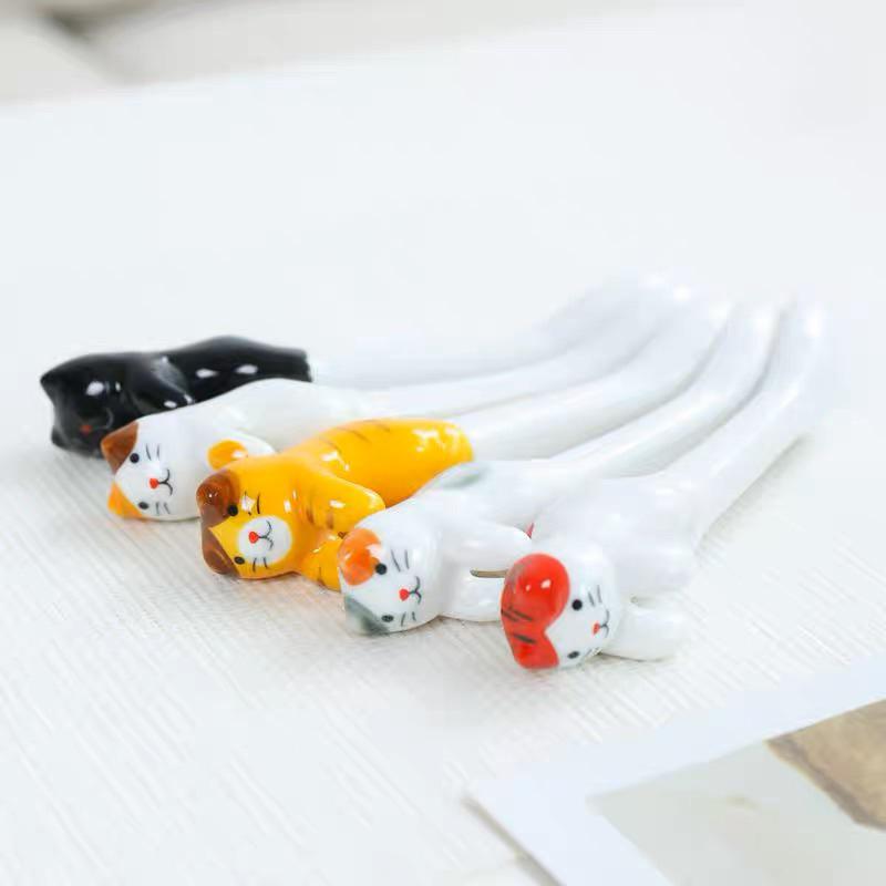 Muỗng Cà Phê Bằng Sứ Hình Mèo Hoạt Hình Dễ Thương