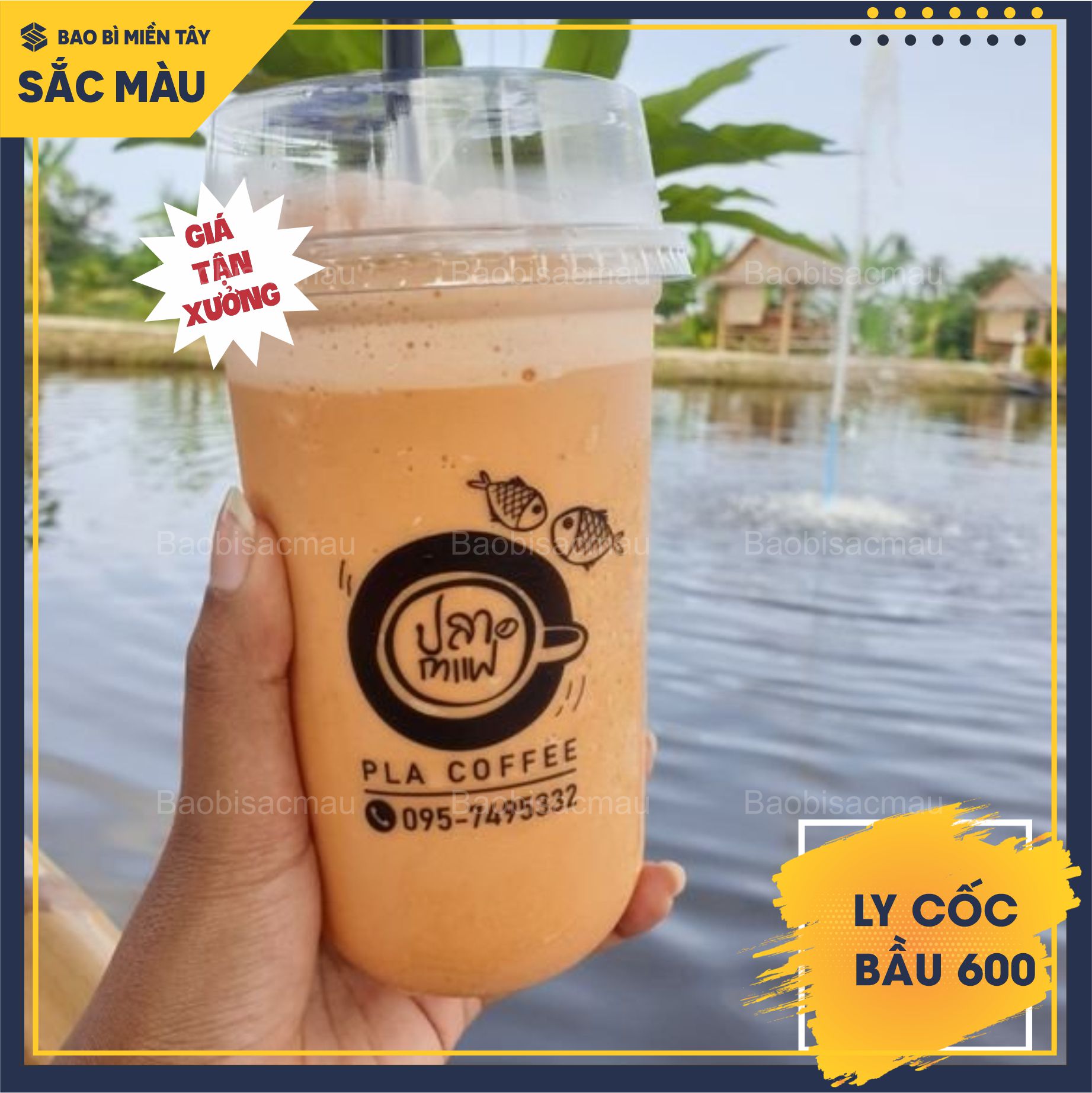 Sỉ 50 cốc nhựa/ ly nhựa đáy bầu 600ml kèm nắp