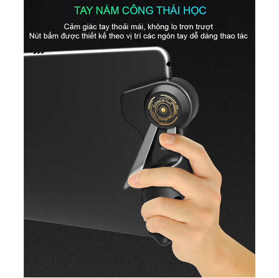 Tay cầm chơi game cho iPad / Tablet SIDOTECH AKPAD-D Autotap nút bắn chơi PUBG / FreeFire / ROS FPS thao tác 6 ngón tốc độ cao thiết kế khe sạc không vướng màn hình thế hệ mới cho máy tính bảng - Hàng chính hãng