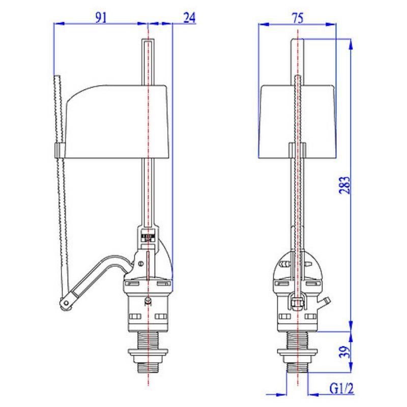 Bộ xả 1 nút nhấn siêu nhẹ dùng cho bồn cầu 2 khối (két rời) VS0603