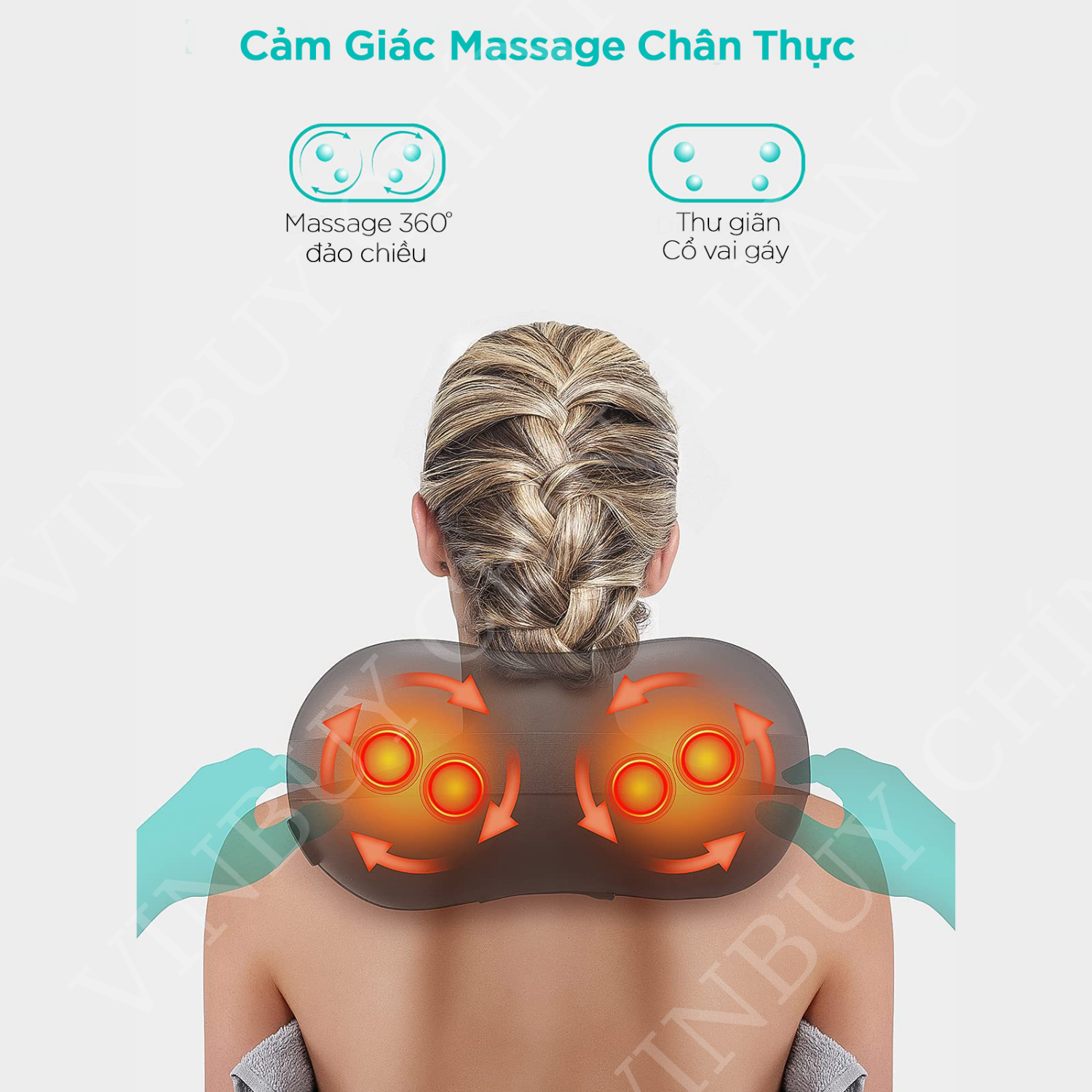 Gối Massage Cổ Vai Gáy Đa Năng - Máy Massage Toàn Thân Nhiệt Hồng Ngoại 8 Bi 2 Chiều - Mát Xa Chuyên Sâu Cho Cổ, Vai Gáy, Lưng Dưới, Đùi, Chân - Sử Dụng Tại Nhà, Văn Phòng, Trên Ô Tô - Quà Tặng Cho Bạn Bè, Người Thân - Chính Hãng - VinBuy