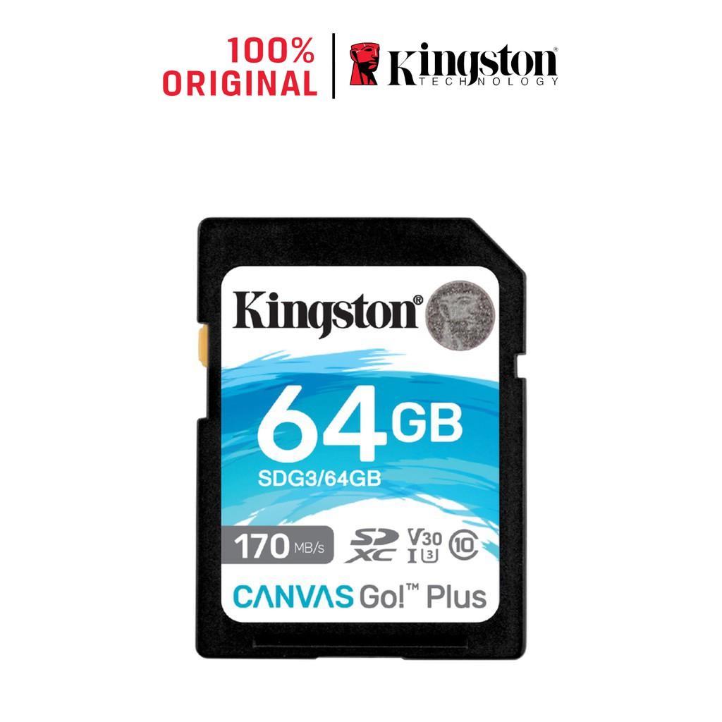 Thẻ nhớ Kingston Canvas Go Plus SD 64GB cho thiết bị di động Android, camera, flycam và sản xuất video 4K SDG3/64G- Hàng chính hãng