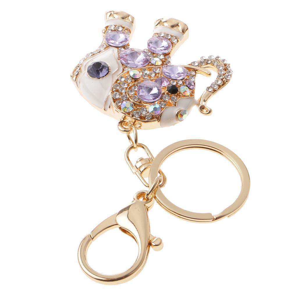 Elephant Keychain Crystal Keyring Key Ring Chain Purse Bag Charm Pendant Keyfob