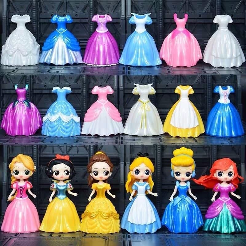 Đồ chơi búp bê thay váy: Set 1 búp bê công chúa Disney cổ tích kèm 3 váy dạ hội thời trang thay đổi