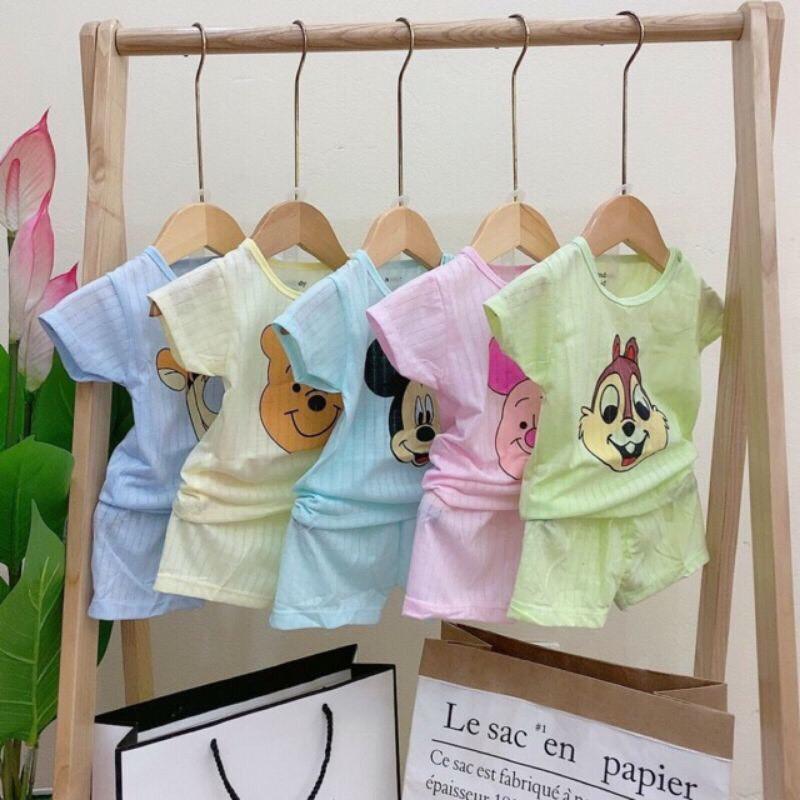 Bộ cotton giấy cộc tay, ngắn tay màu cho bé trai, bé gái, hàng loại 1, size 3-15kg