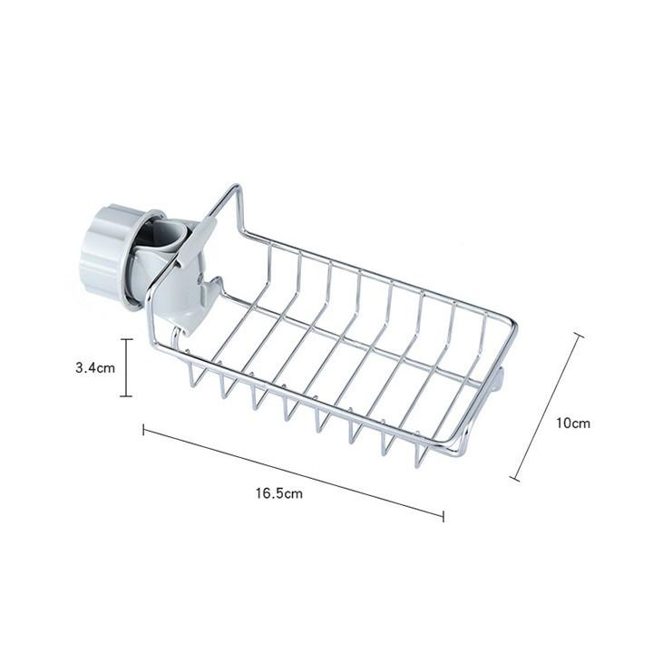 Kệ inox gắn vòi nước đa năng, giá để giẻ rửa bát dụng cụ nhà bếp tiện ích