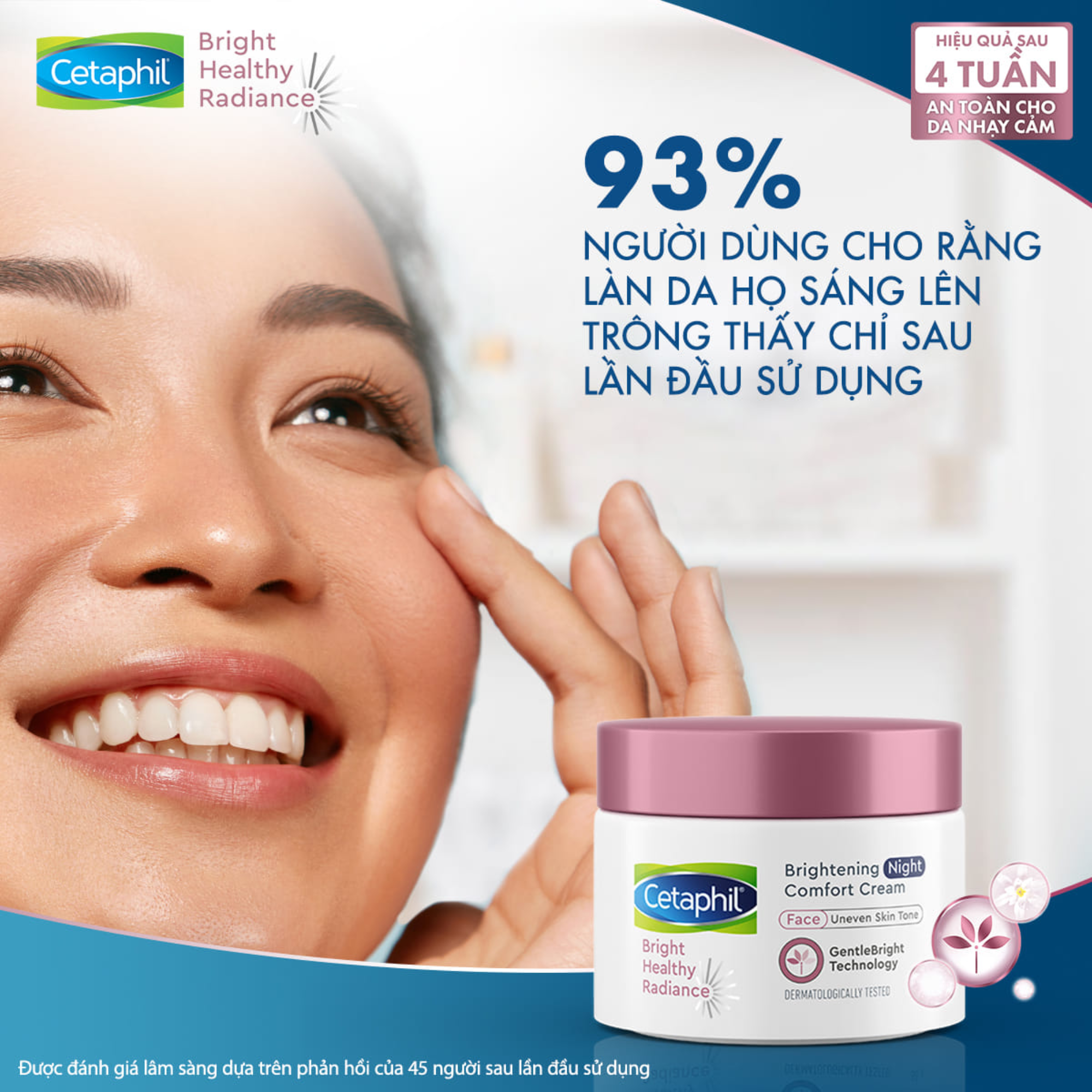 Combo làm sáng da Nước cân bằng Cetaphil Bright Healthy Radiance Refresh Toner 150ml + Kem dưỡng ẩm ban đêm Cetaphil Bright Healthy Radiance Brightening Night Comfort Cream 50g