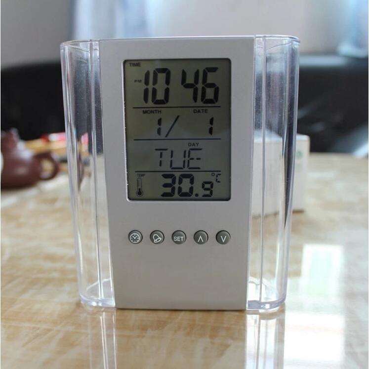 Đồng hồ để bàn kiêm hộp đựng bút V2