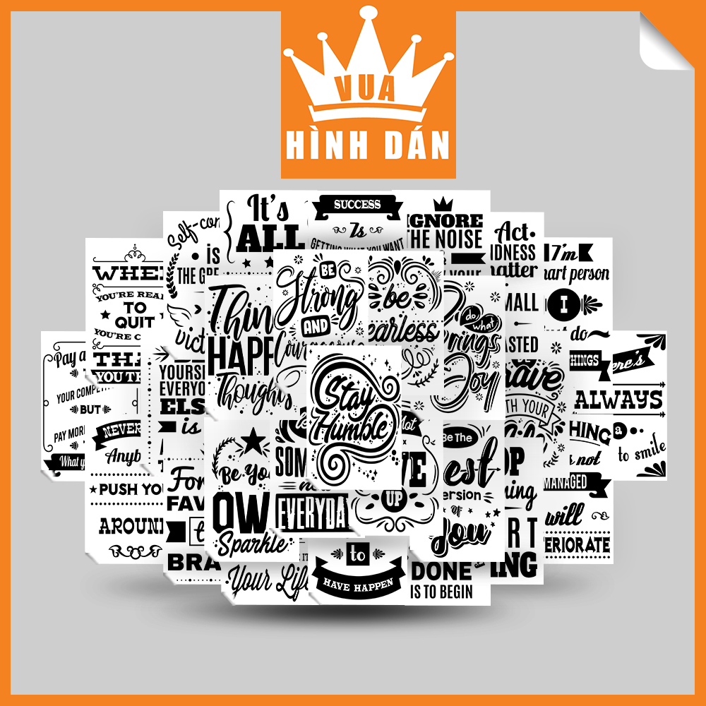 Set 50 deal sticker decal 50 câu nói truyền cảm hứng lạc quan trong cuộc sống bằng Tiếng Anh