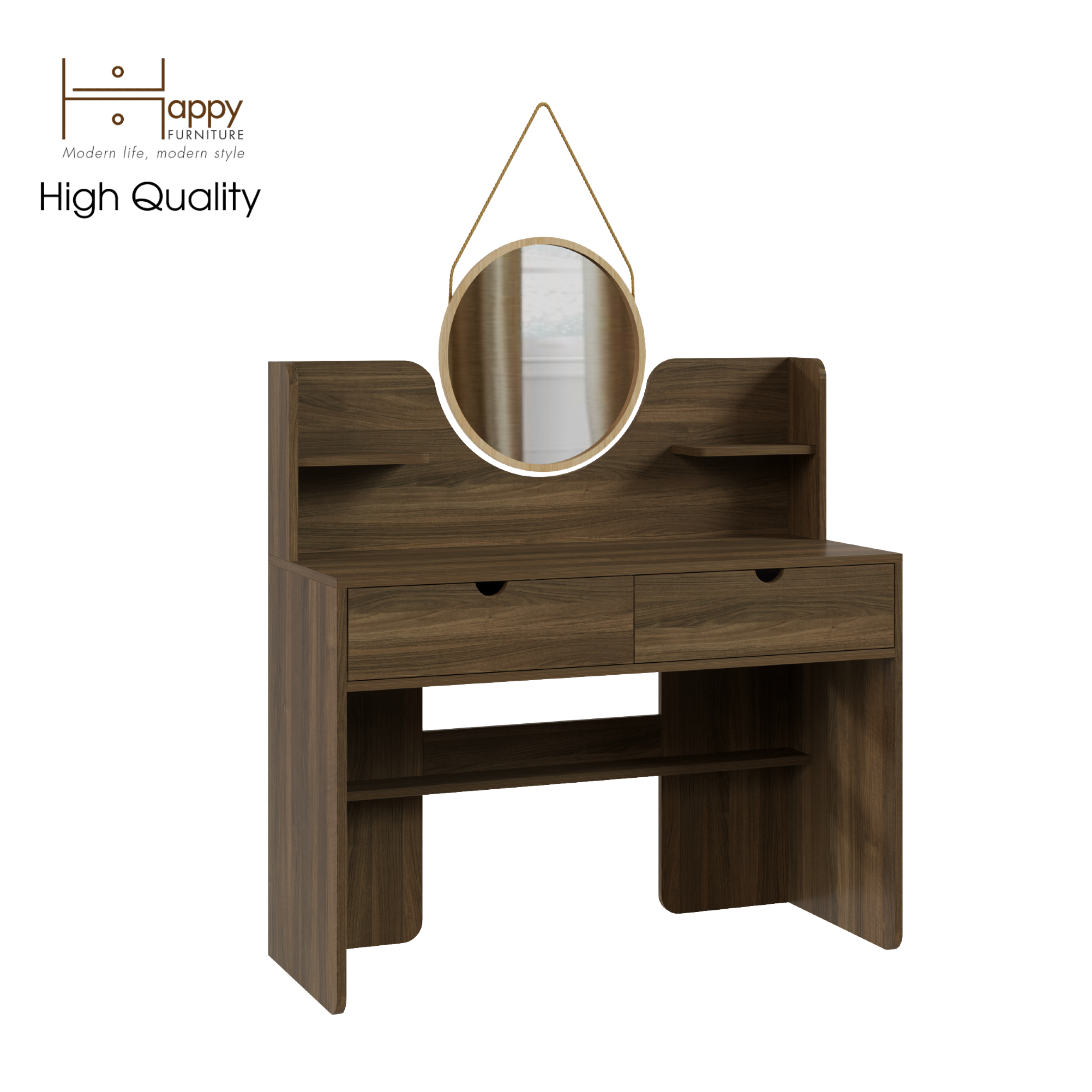 [Happy Home Furniture] CIRCLE , Bàn trang điểm 2 ngăn kéo - kèm gương, 110cm x 45cm x 111cm ( DxRxC), BAN_047