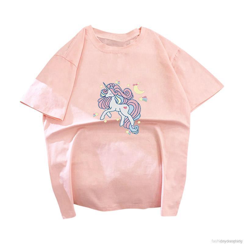 Women Round Collar Print Slim Short Sleeve T-Shirt Tops