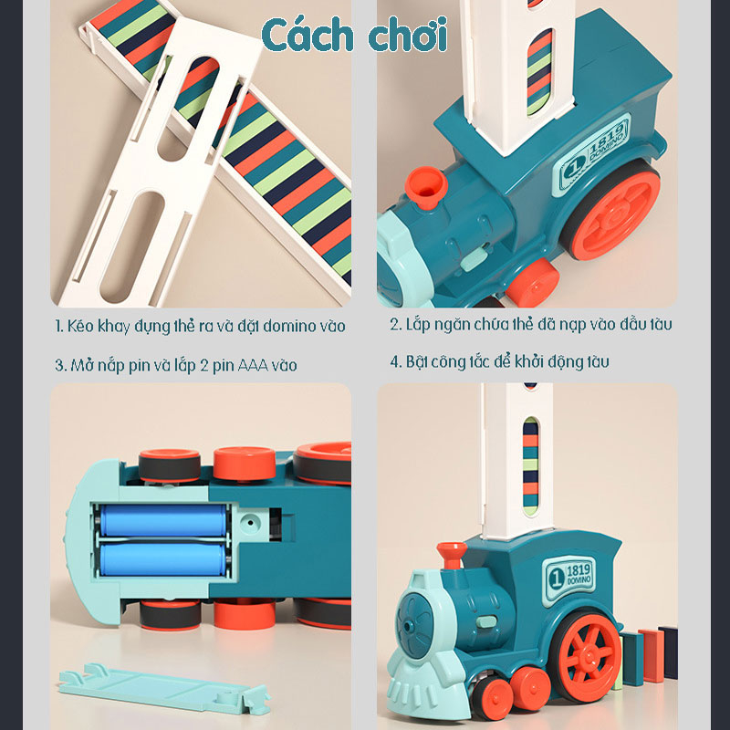 Đồ Chơi Đoàn Tàu Thả Domino Có Đèn Cho Bé Xếp Hình Lắp Ráp Giải Trí Giúp Bé Tăng Trí Thông Minh Rèn Luyện Tư Duy PaKaSa - Chính Hãng