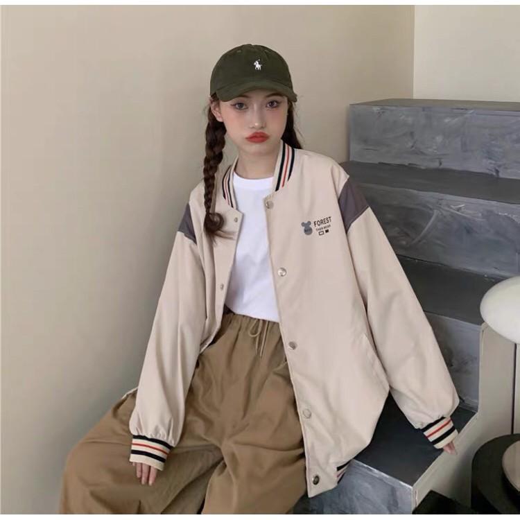 ÁO KHOÁC DÙ NỮ IN CHỮ FOREST PHỐI MÀU CỰC TREND
