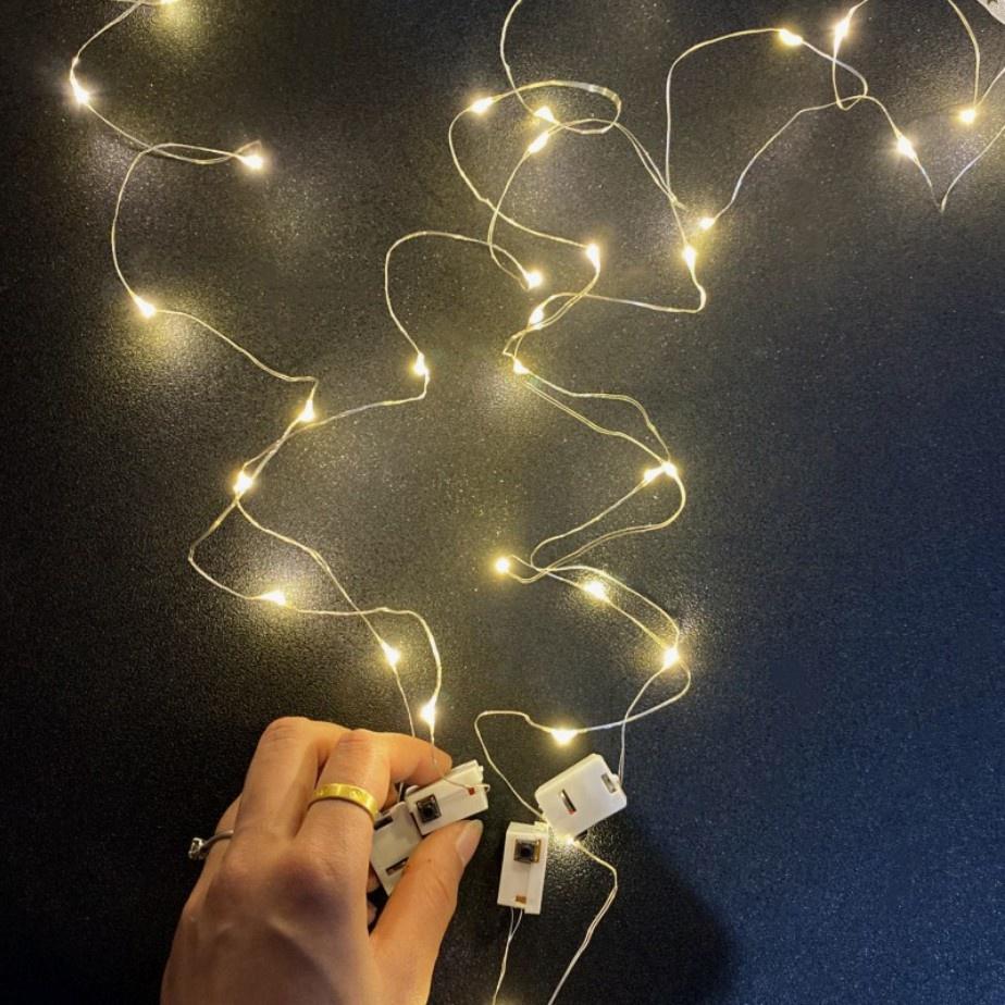 Dây Đèn Led Trang Trí Fairylight Đom Đóm Có Sẵn Pin 3 Chế Độ Dài 1m-2m-3m