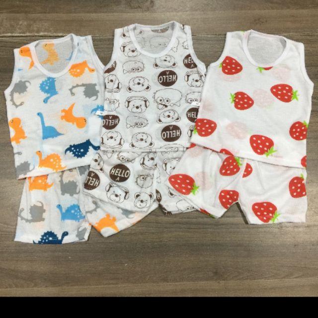 set 5 bộ ba lỗ cotton thông hơi cho bé 4-16kg