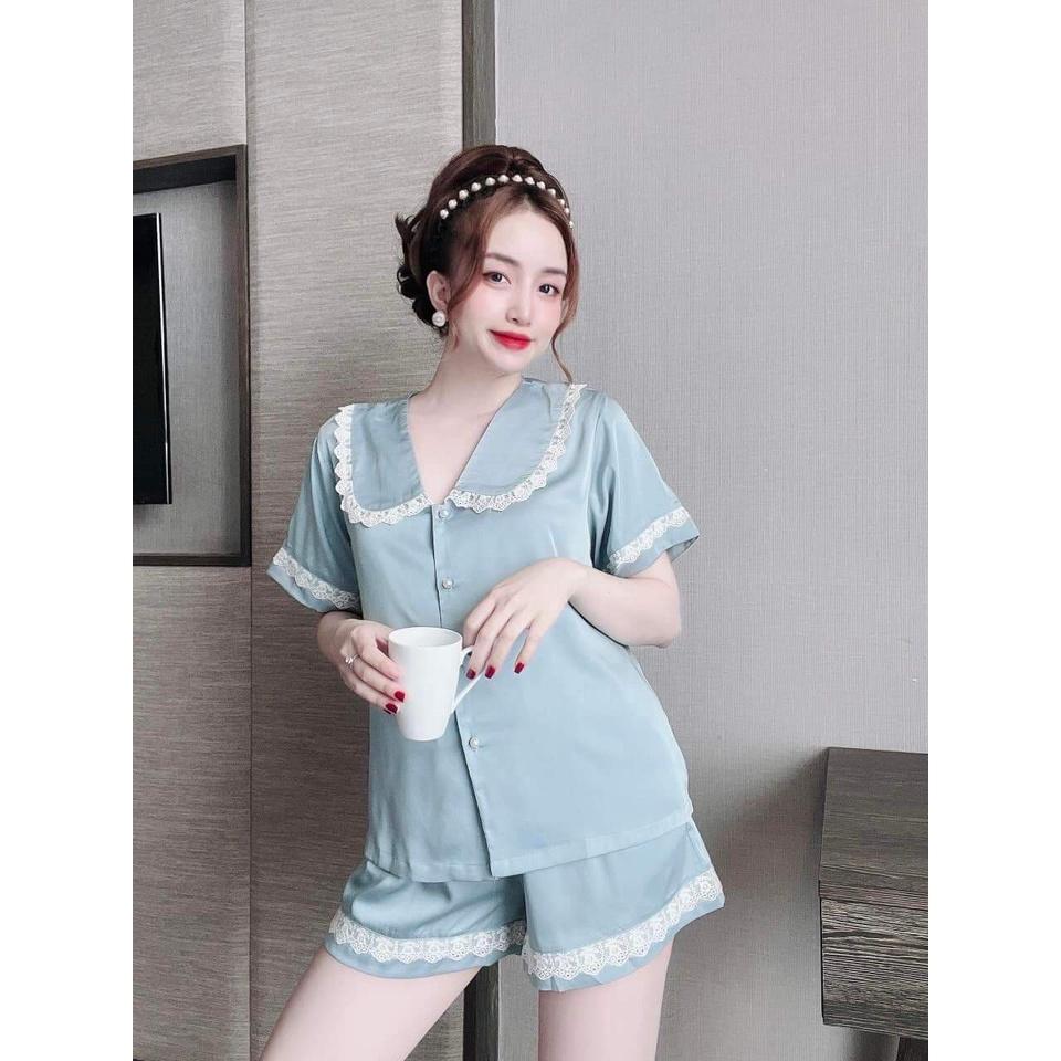 Đồ Mặc Nhà Quần Ngắn, Kiểu Tay Ngắn Và Quần Phối Ren XInh Xắn, Đồ Ngủ Lịch Sự, Phom Dưới 58kg