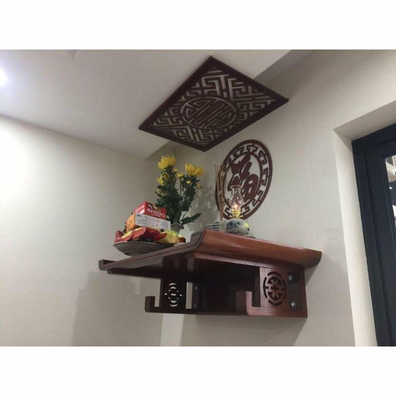 Bàn thờ gỗ sồi 81 cm kèm chắn khói