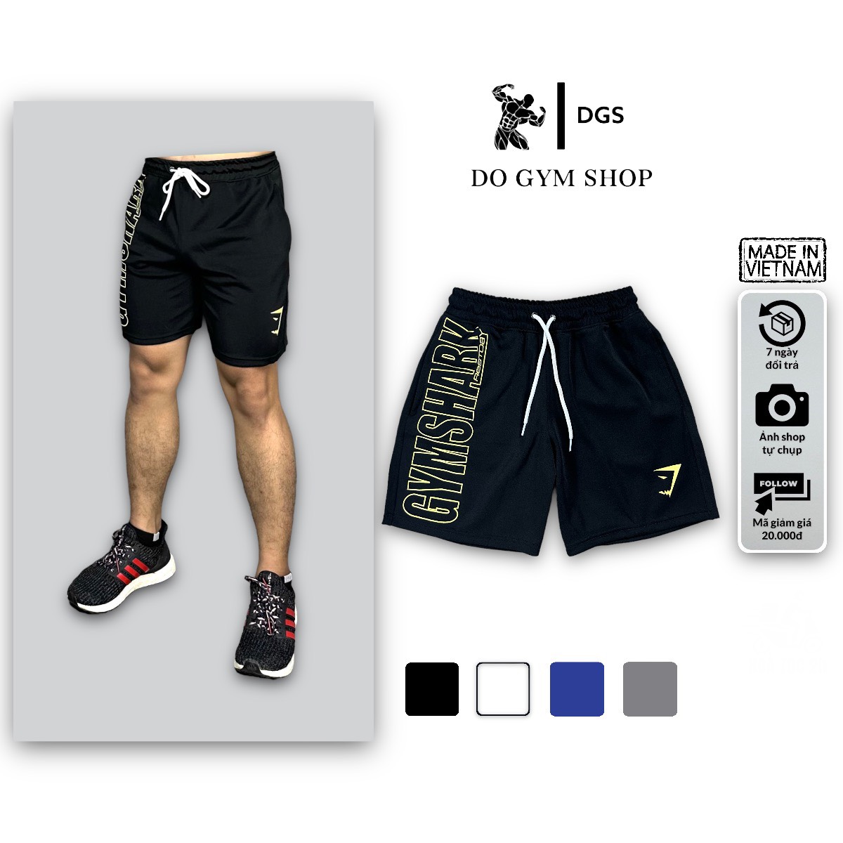 Quần short thun nam tập gym DOGYMSHOP chất thun poly co giãn 4 chiều không xù lông thoáng mát chơi thể thao QGQL7