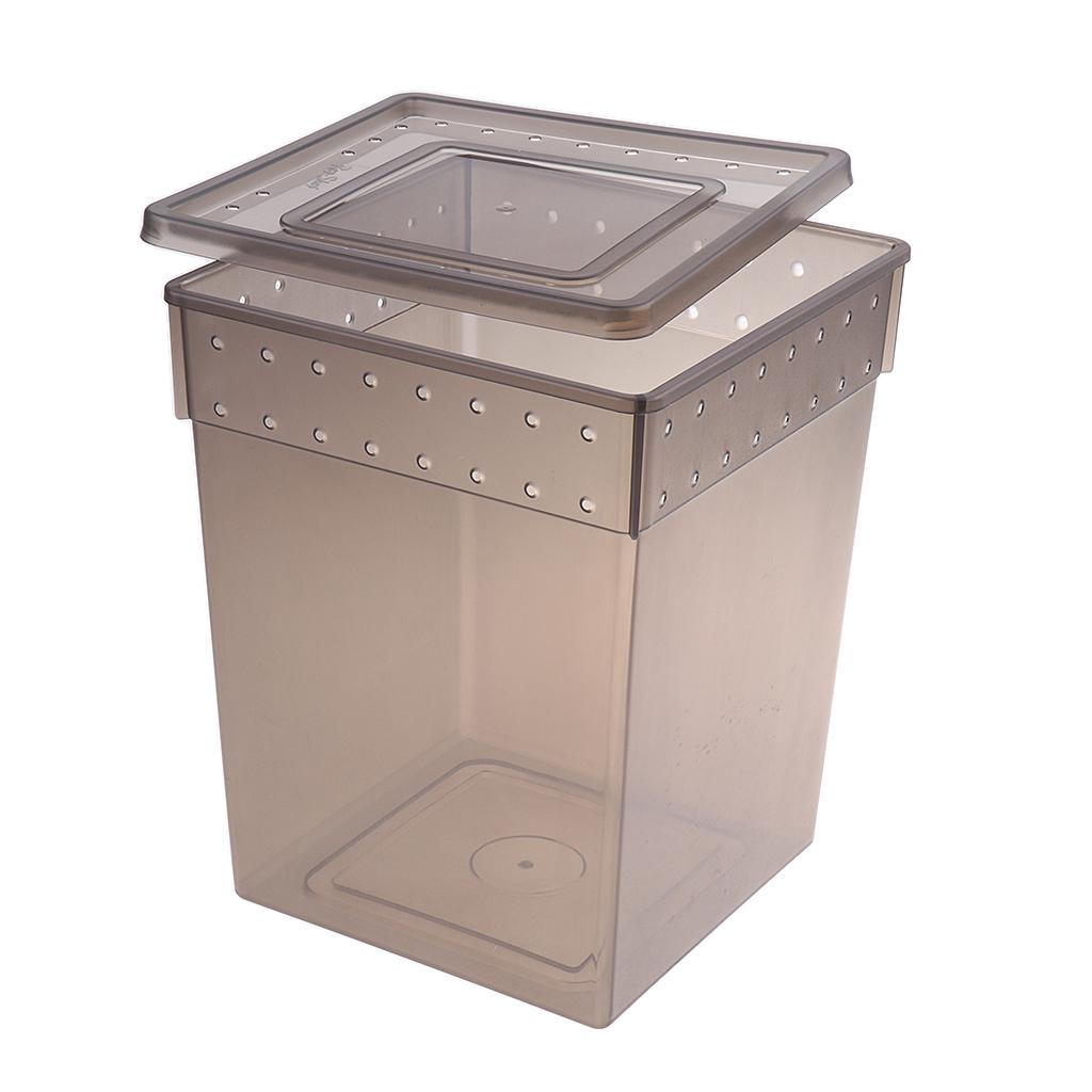 Reptile Feeding Box Transparent Cage Hatching Container for Lizard Frog Black