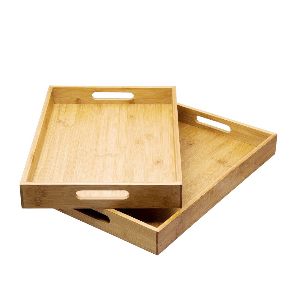 Khay gỗ Tre chữ nhật có tay cầm, Nhiều Kích thước , Cứng cáp