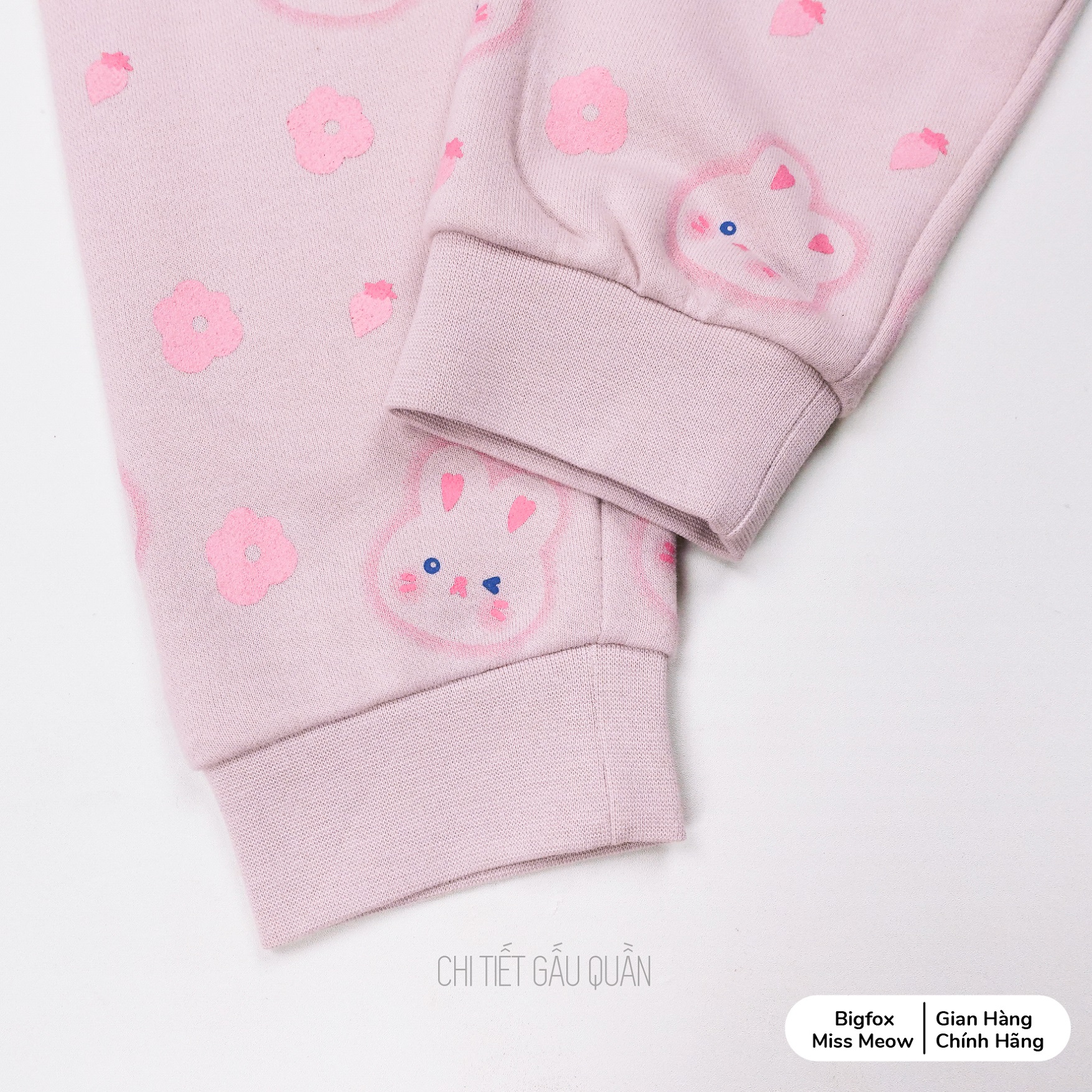 Bộ nỉ cho bé gái mùa thu thu đông size đại BIGFOX MISS MEOW quần áo trẻ em in thỏ phom Hàn cỡ 3,7,9,11 tuổi 40kg 2002