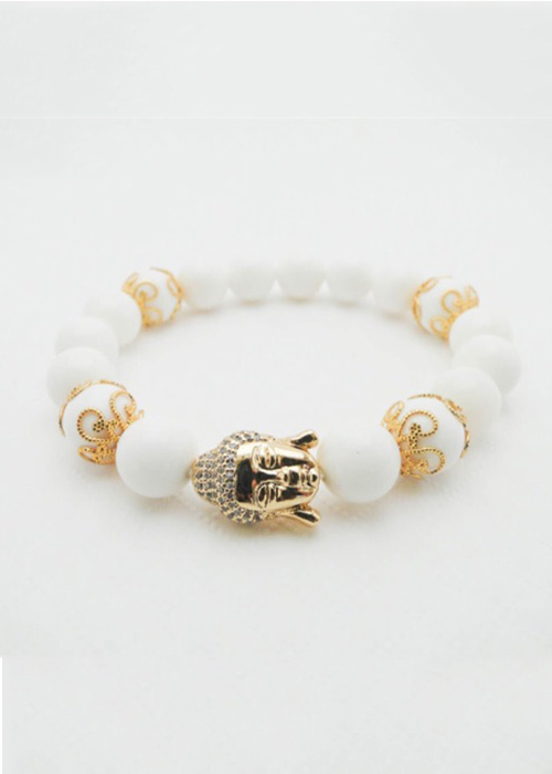 Vòng tay Sò Hóa Thạch Trắng 10 ly