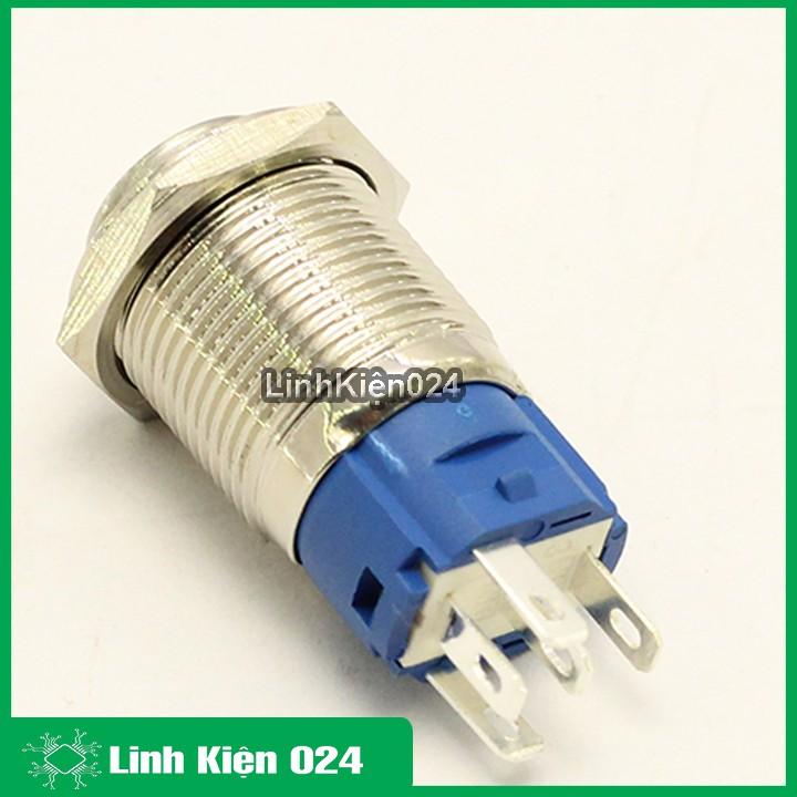 Nút Nhấn Đề Sắt Chống Nước Có Đèn Báo 12VDC-16mm Nhấn Nhả