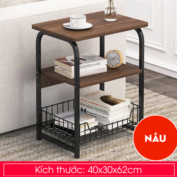 Kệ để đồ phòng khách, phòng ngủ đa năng, kệ đầu giường, kệ bên sofa, khung thép sơn tĩnh điện, mặt gỗ phủ melamine chống xước