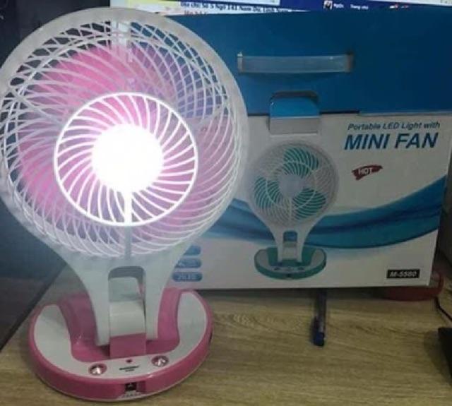 Siêu mát - Quạt sạc điện có đèn pin Mini Fan M-5580 - Thổi bay cơn nóng