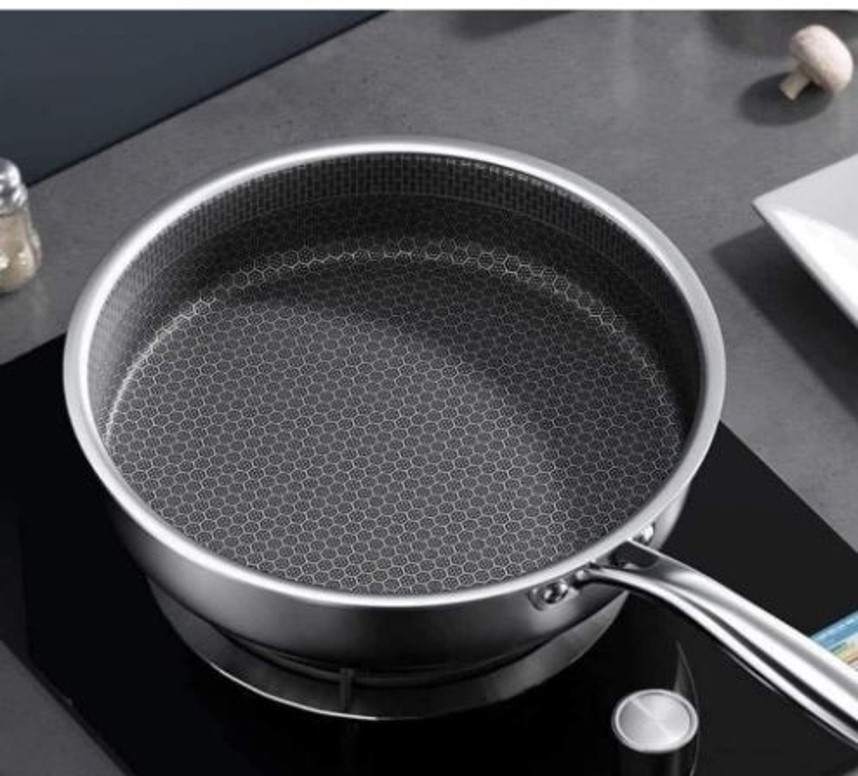 Chảo chống dính 5 lớp đáy bằng inox 304 size 28cm vân tổ ong dùng được cho tất cả loại bếp