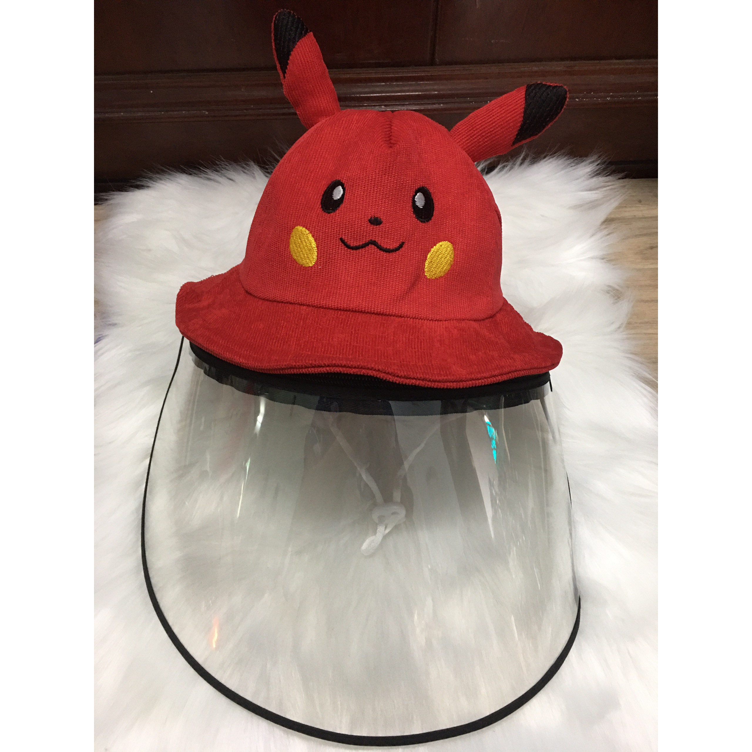 Mũ, nón PIKACHU cho trẻ em có tấm kính trong suốt chống dịch, chắn khói bụi CHO BÉ 3-8 tuổi