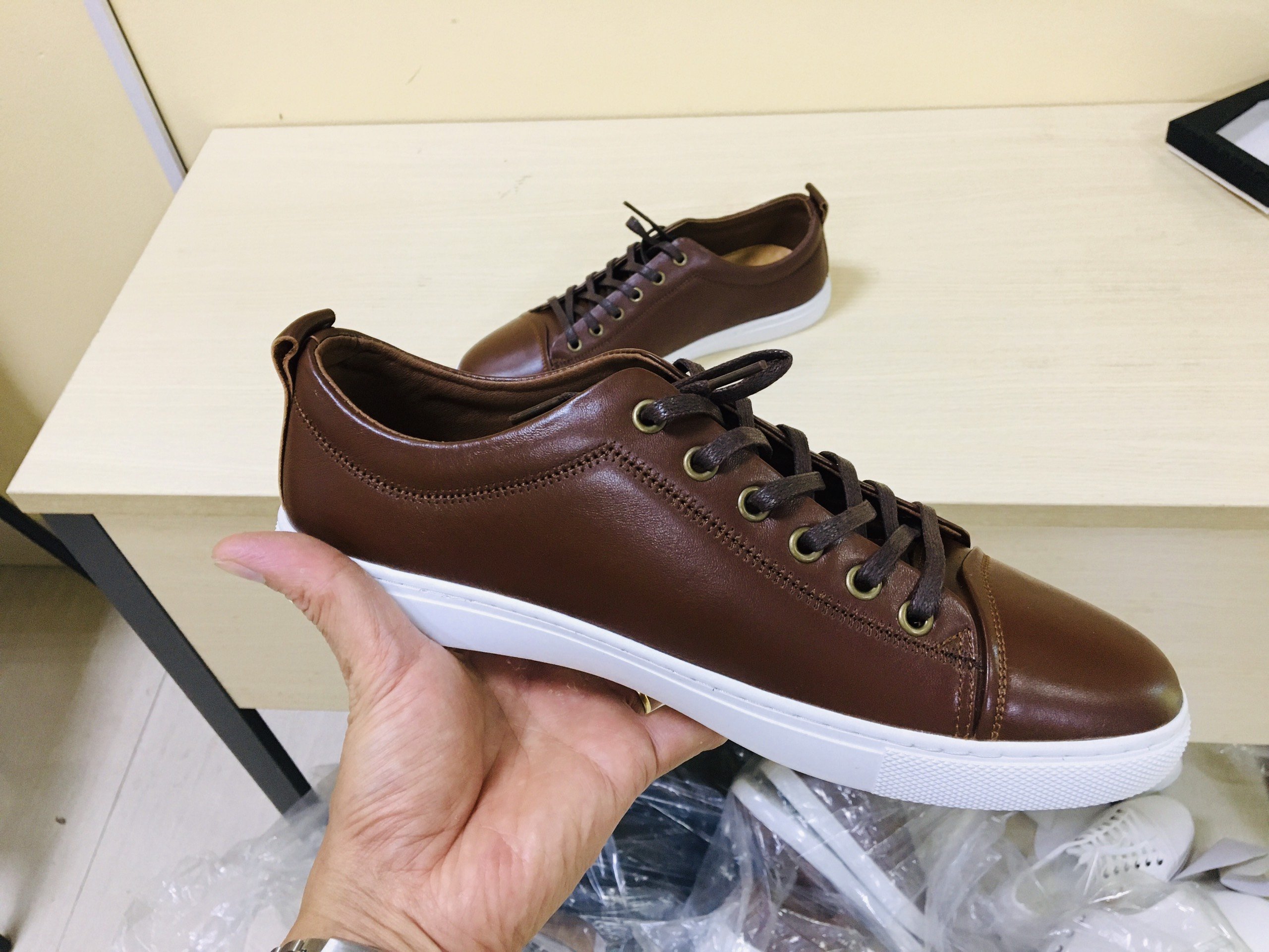 Giày thể thao nam da bò thật nguyên tấm, đế cao su - Giầy Sneaker nam cao cấp
