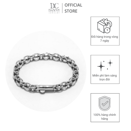 Lắc Tay Nam Bạc Thổ Nhĩ Kỳ Danny Jewelry Xi Rhodium Cao Cấp Không Đen II2T0002