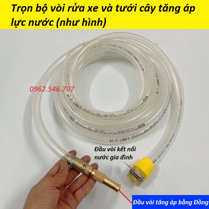 Bộ vòi xịt tăng áp lực nước dành cho rửa xe, tưới cây gia đình ,lắp cho vòi nước nhà tiện dụng